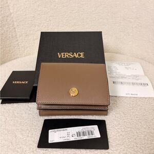 Versace Medusa Brown Leather Wallet with Gold Emblem NWT